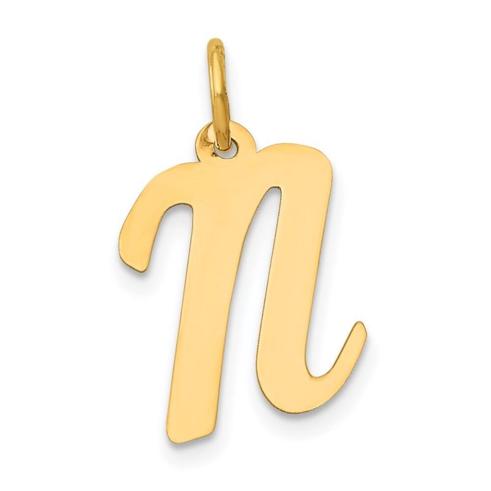 14k Yellow Gold, Madison Collection, Medium Script Initial N Pendant